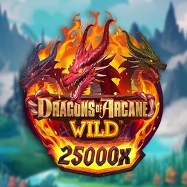 Dragons of Arcane Wild slot logo by Foxium at Wolf Casino